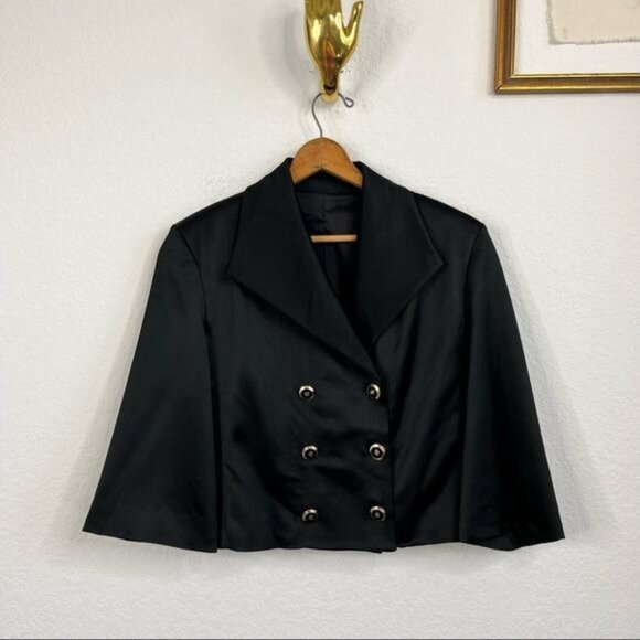 St John Knits Silk Cropped Evening Double Breasted Blazer